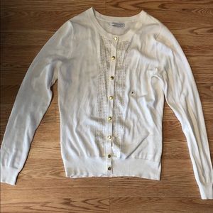 White cardigan with gold details